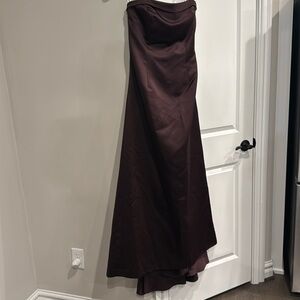 David’s Bridal brown strapless gown. Size 12.
